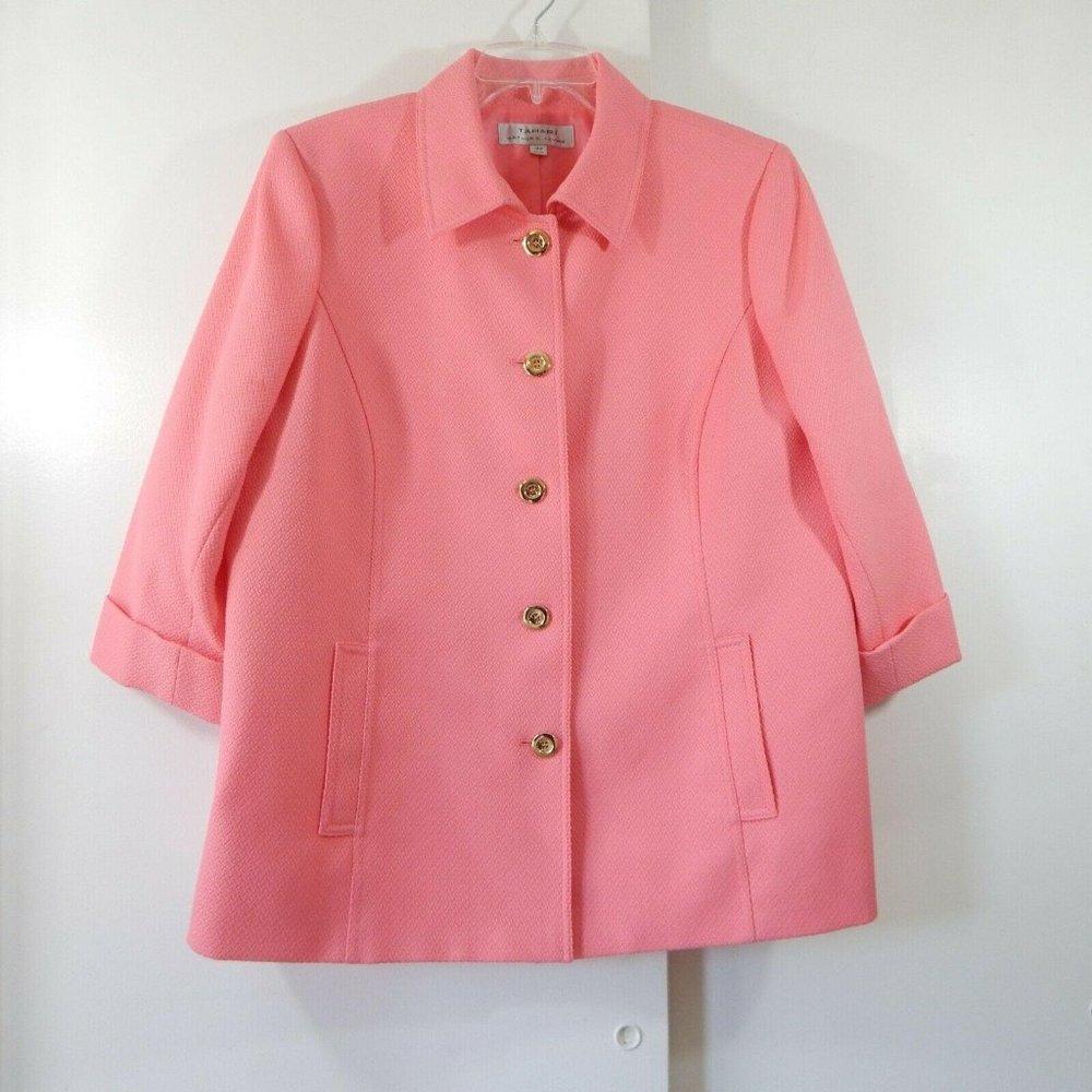 TAHARI ARTHUR LEVINE jacket blazer 3/4 sleeve pink